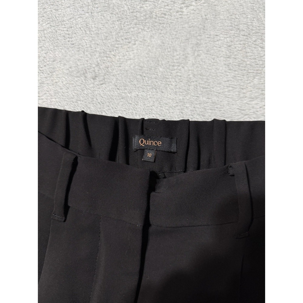 Quince Stretch Crepe Pleated Wide Leg Pants Black High Rise Trousers Size 10 28" - Picture 6 of 11